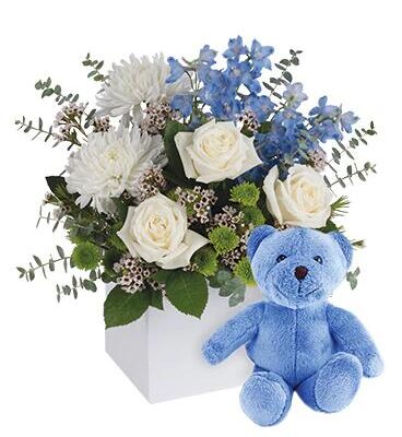 It's a Boy with Teddy Floral Arrangement